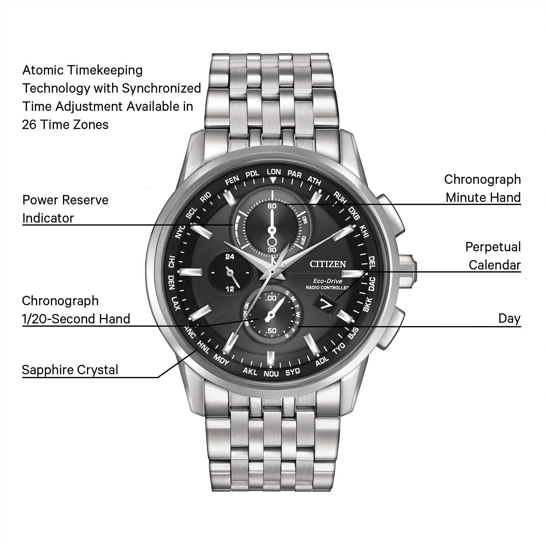 World Chronograph A-T - Men's Eco-Drive AT8110-53E Watch | CITIZEN